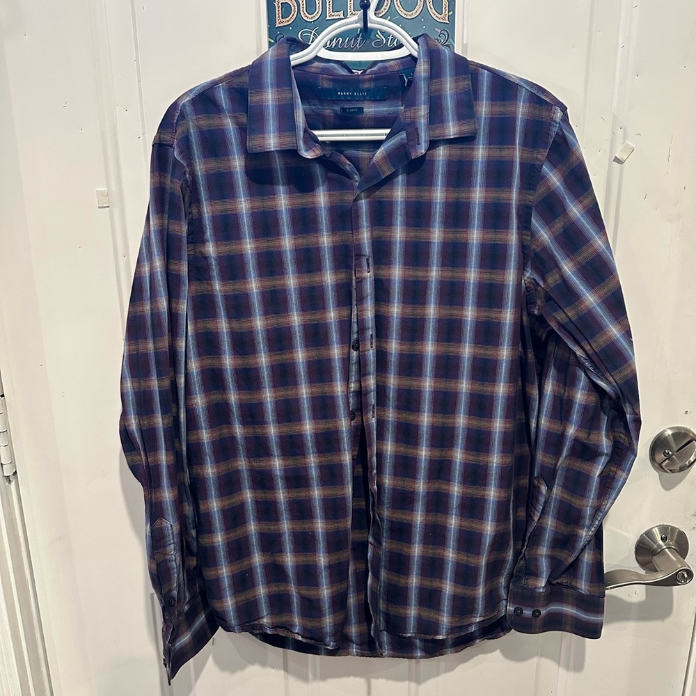 Perry Ellis Men's Long Sleeve Performance Button Down Dress Shirt